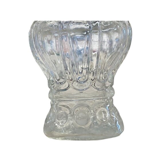 Vintage Clear Glass Vase With Embossed Textured Design For Home Decor Or Floral - Picture 5 of 6